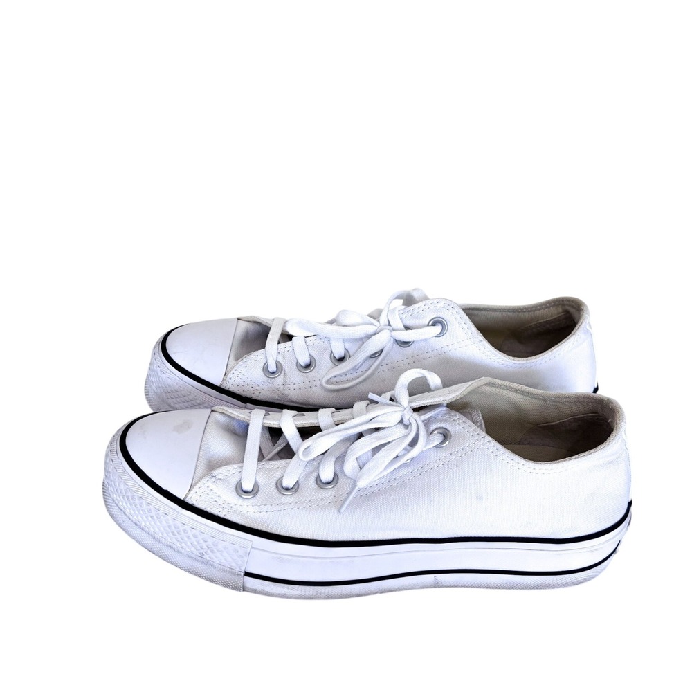 Converse Womens Chuck Taylor All Star Platform Sneakers 9 White Canvas Low Top - Picture 3 of 8